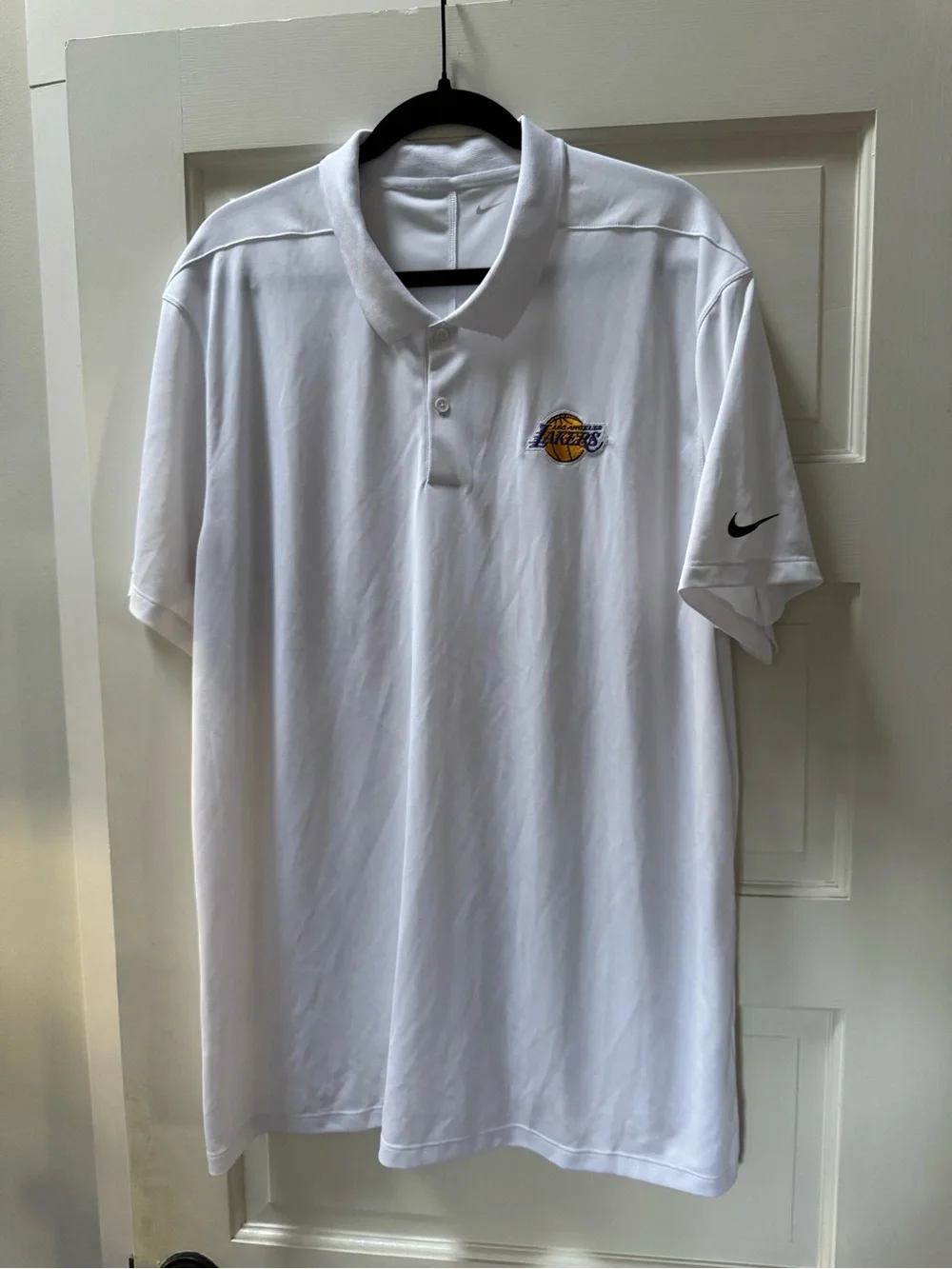 Nike White Los Angeles Lakers Polo with Embroidered Logo
